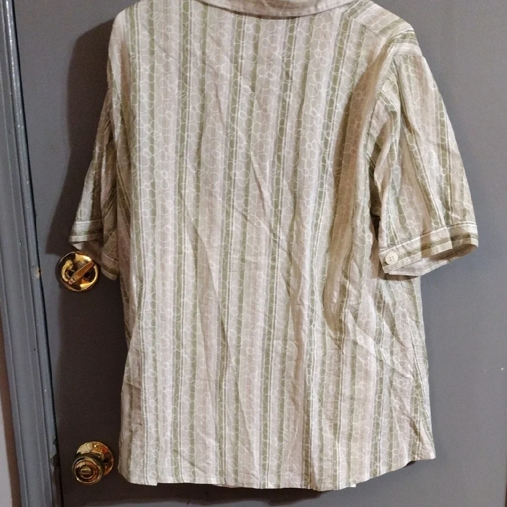 2/ For 8 Dollars Sale Mirage, Cozy And Chic Two Piece Green Striped Shirt - Picture 5 of 6
